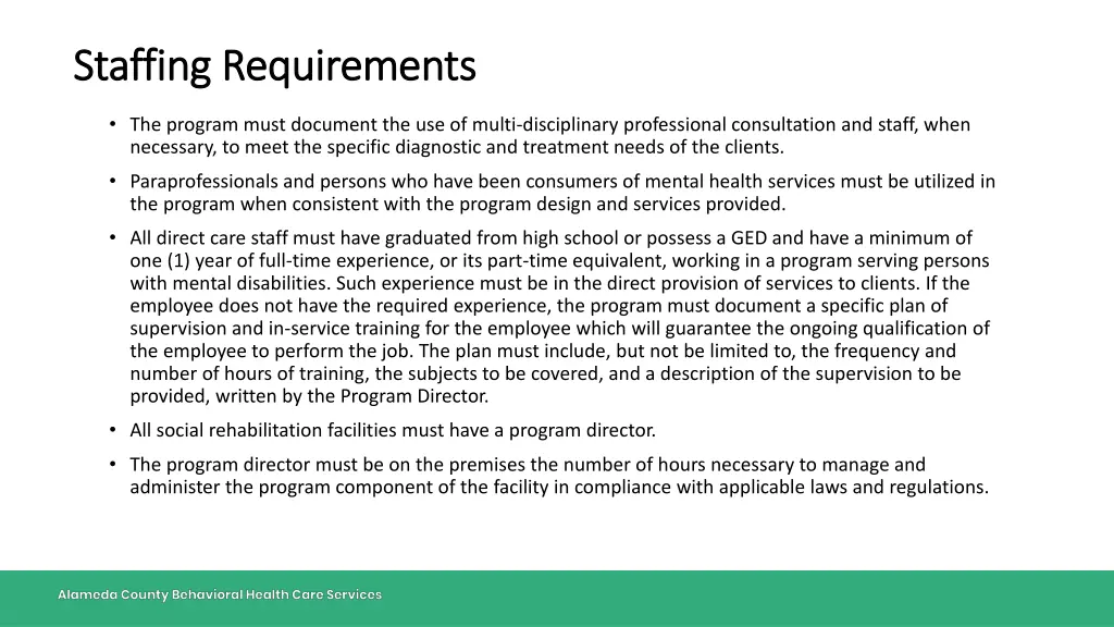 staffing staffing requirements requirements