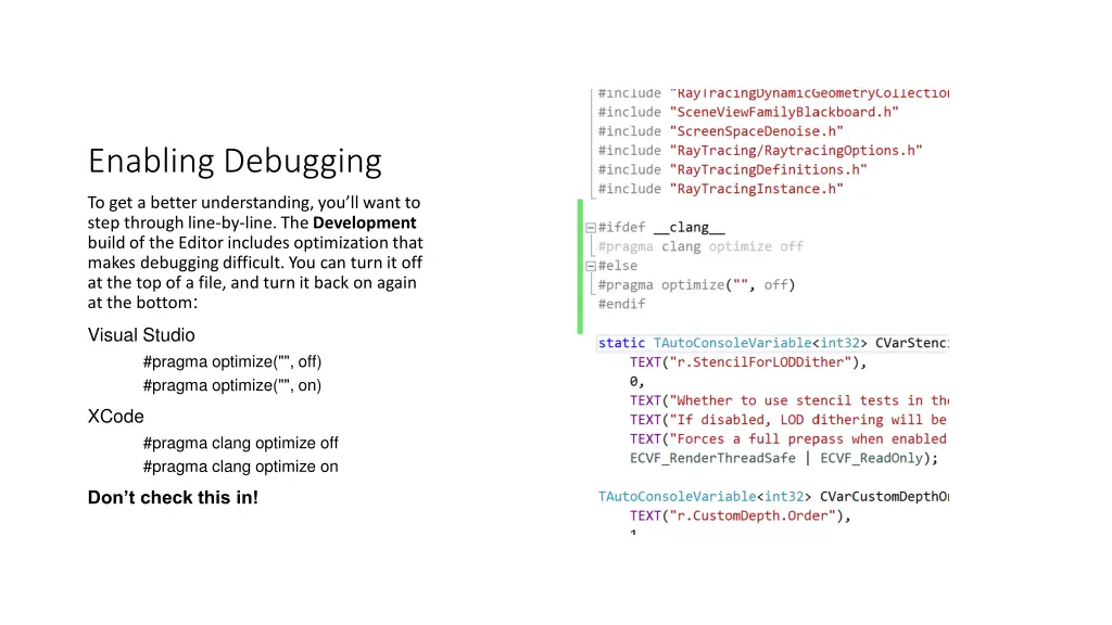 enabling debugging