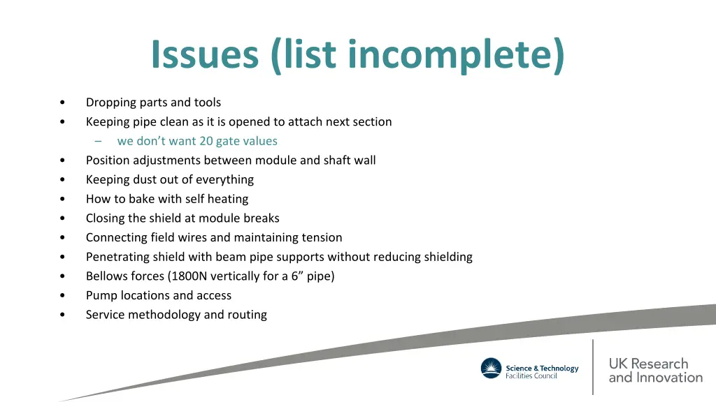 issues list incomplete