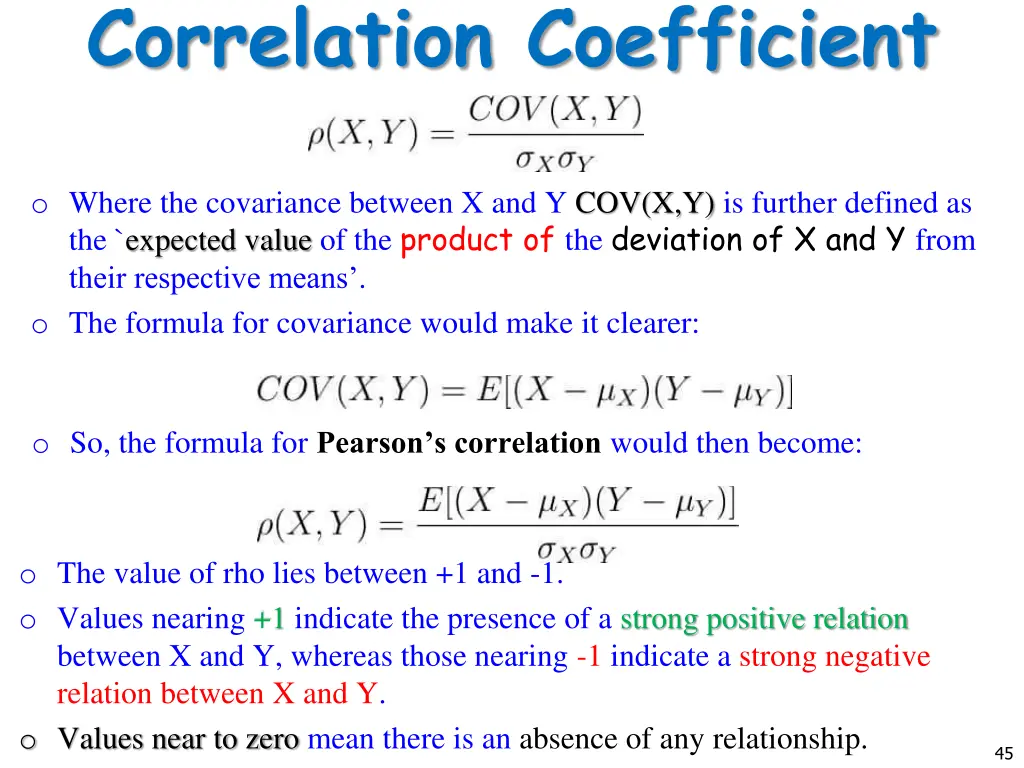 correlation coefficient 1