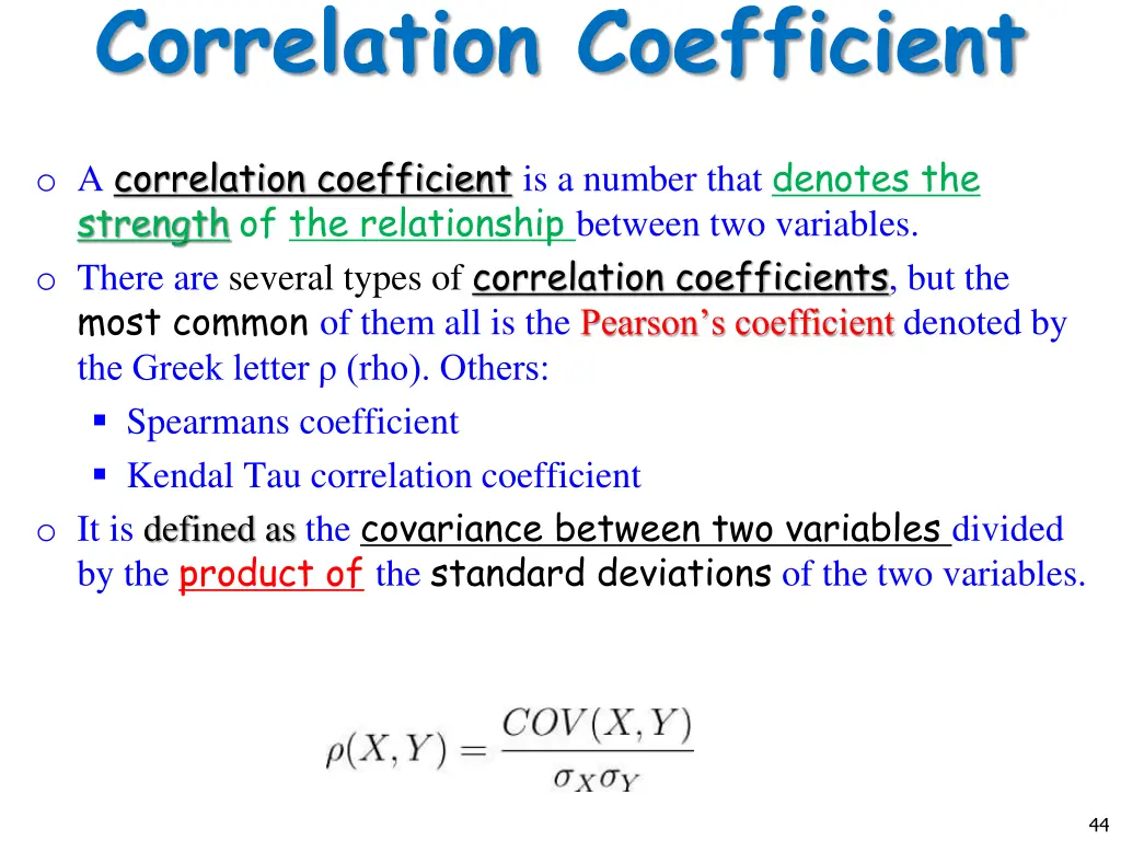 correlation coefficient