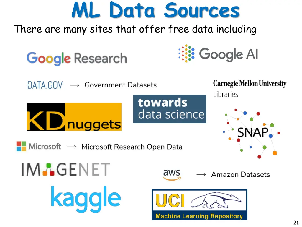 ml data sources there are many sites that offer