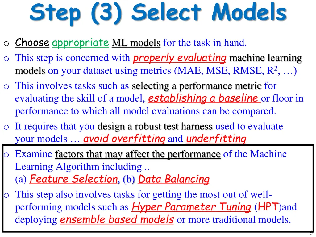 step 3 select models