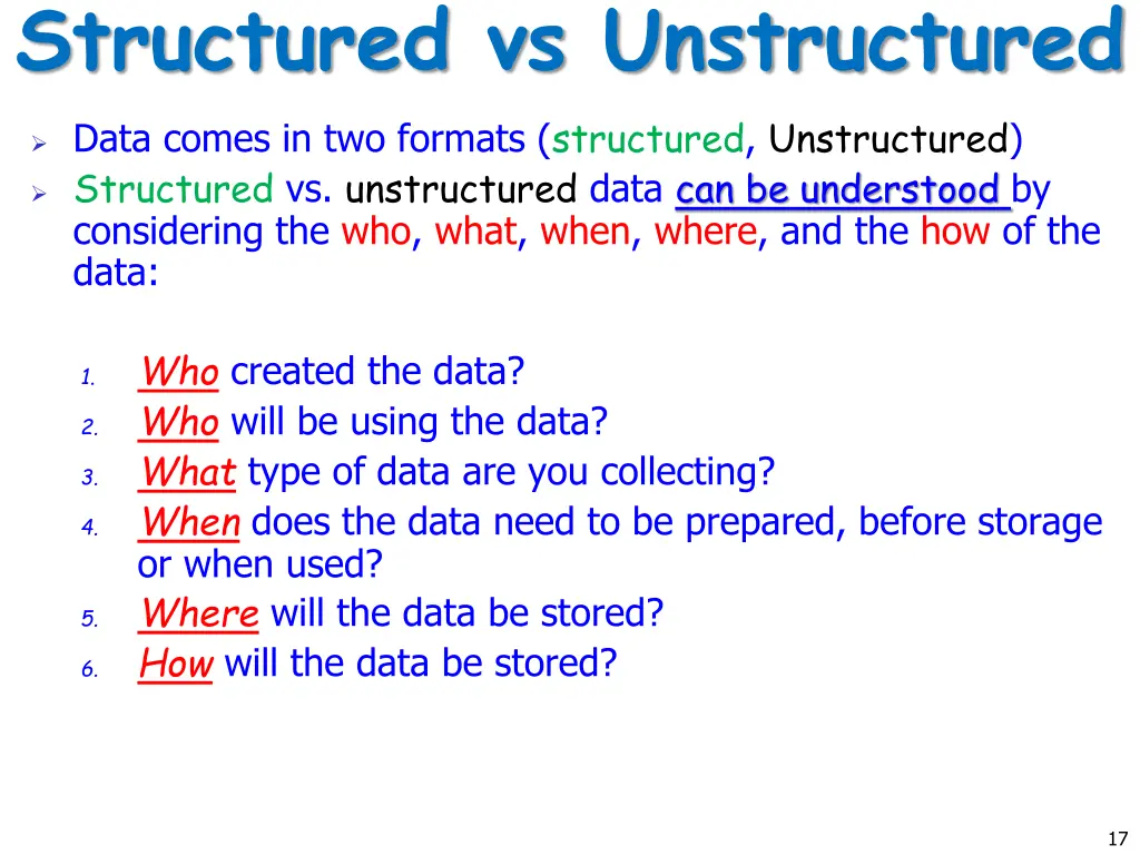 structured vs unstructured