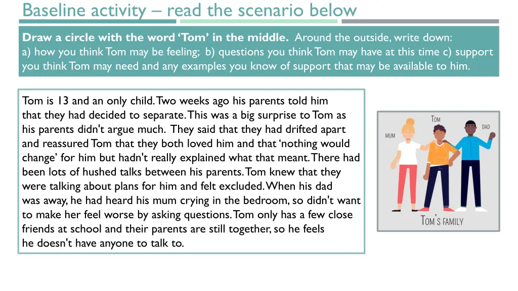 baseline activity read the scenario below