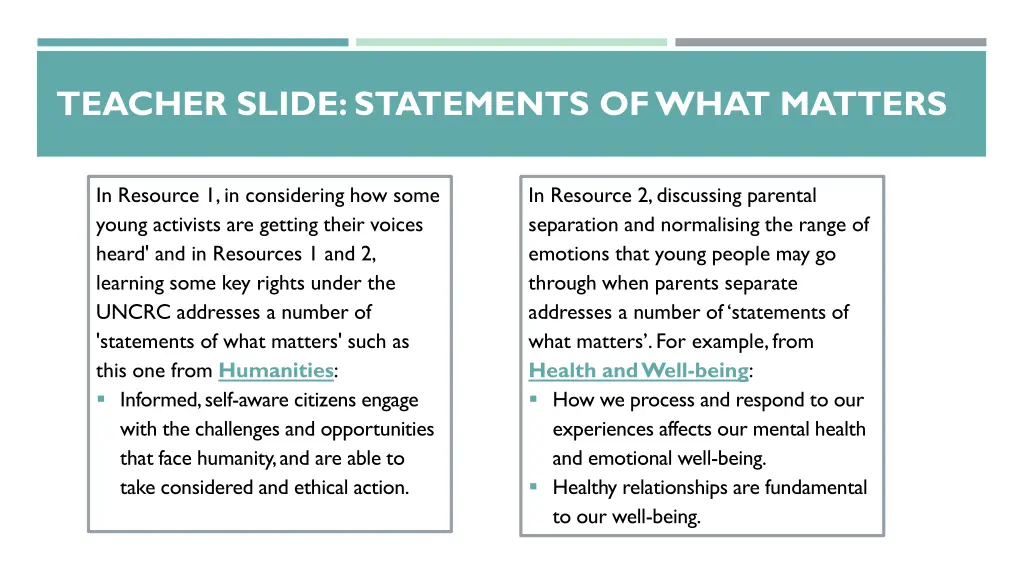 teacher slide statements of what matters