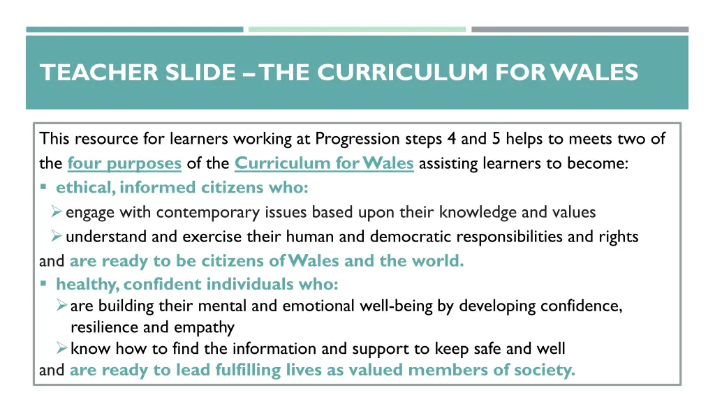 teacher slide the curriculum for wales