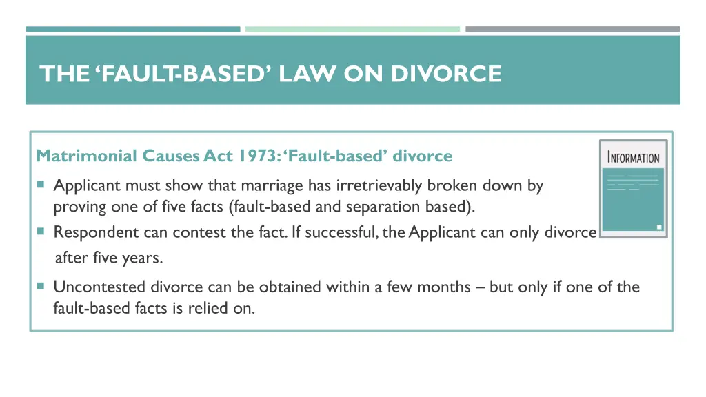 the fault based law on divorce