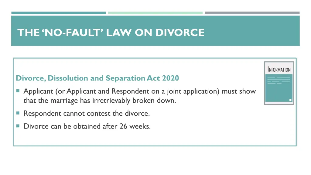 the no fault law on divorce