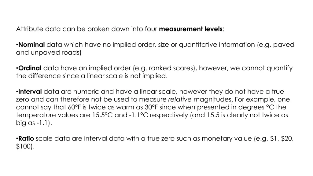 attribute data can be broken down into four