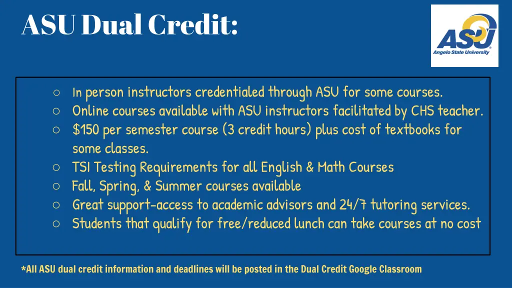 asu dual credit