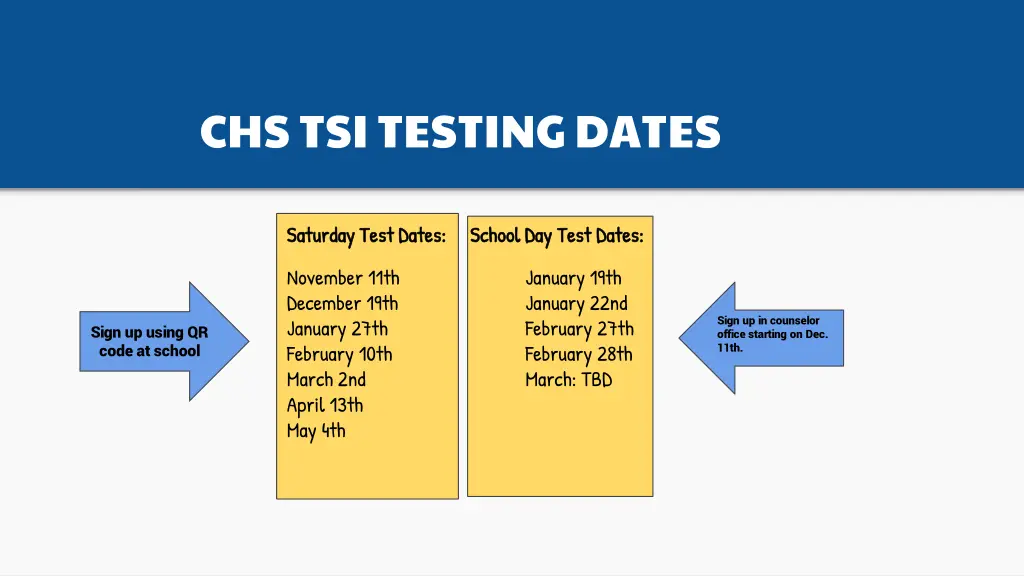 chs tsi testing dates