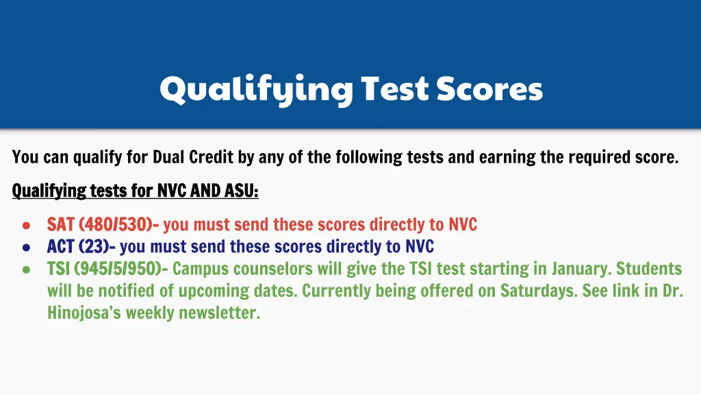 qualifying test scores