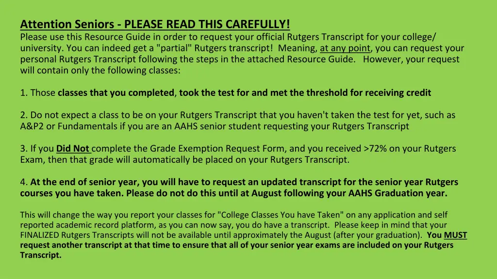 attention seniors please read this carefully