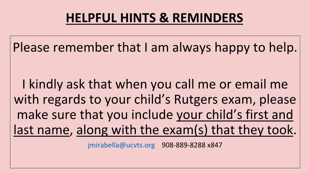 helpful hints reminders