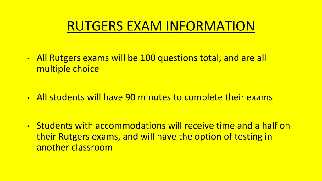 rutgers exam information