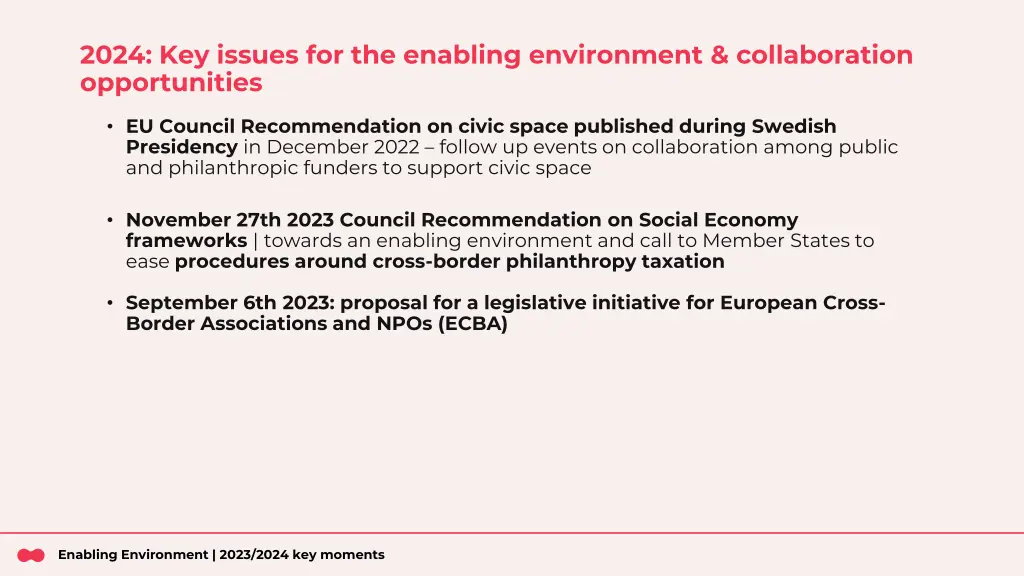 2024 key issues for the enabling environment