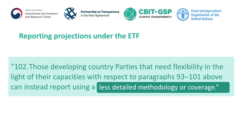 reporting projections under the etf 1