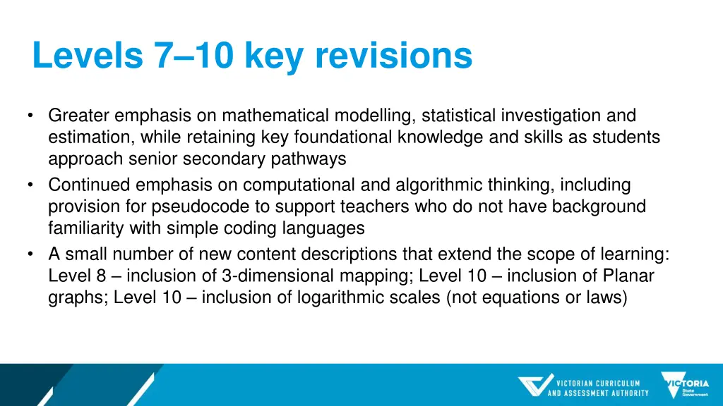 levels 7 10 key revisions