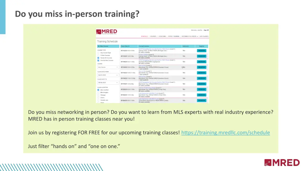 do you miss in person training