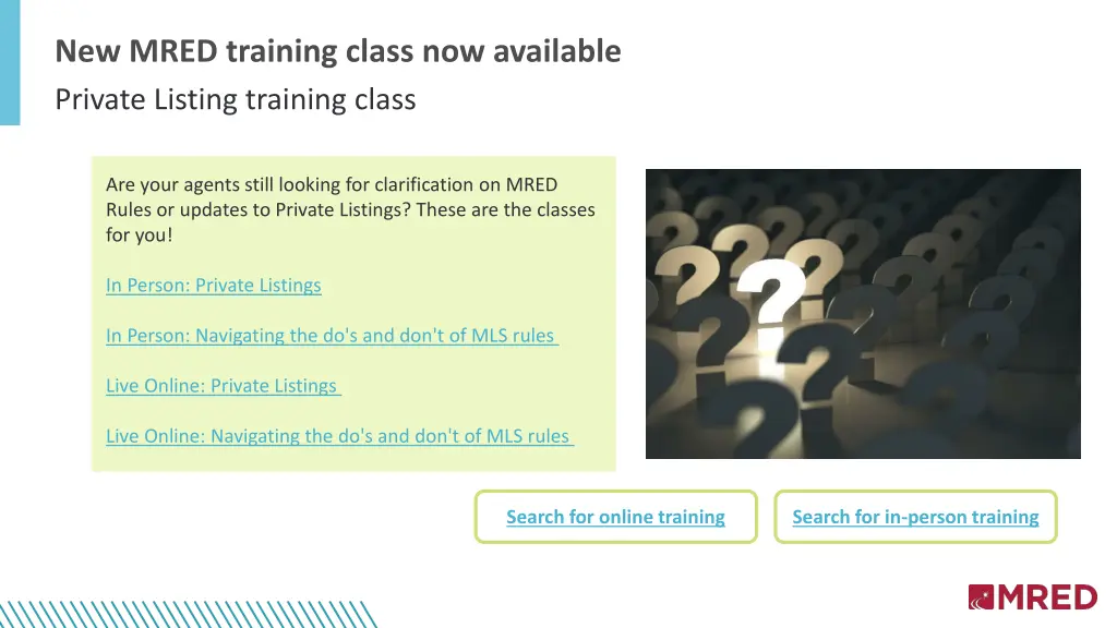 new mred training class now available private