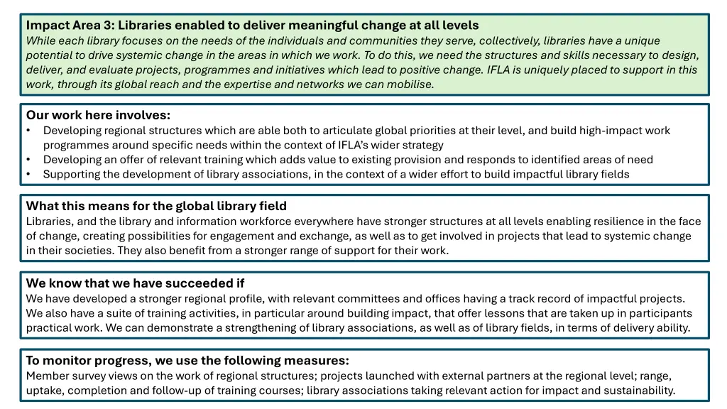 impact area 3 libraries enabled to deliver