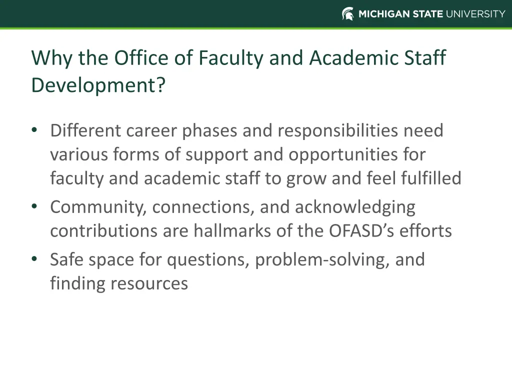 why the office of faculty and academic staff