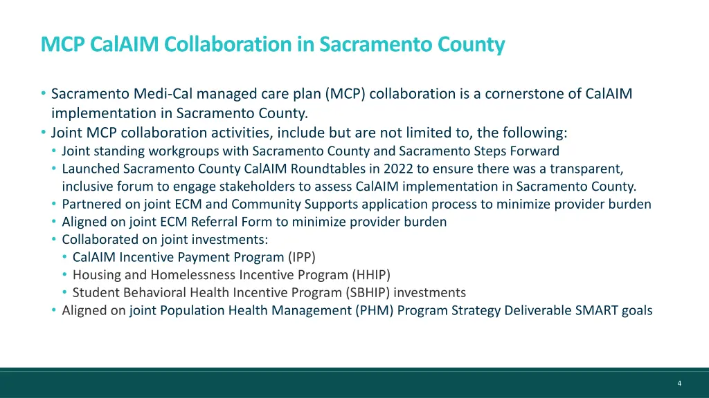 mcp calaim collaboration in sacramento county