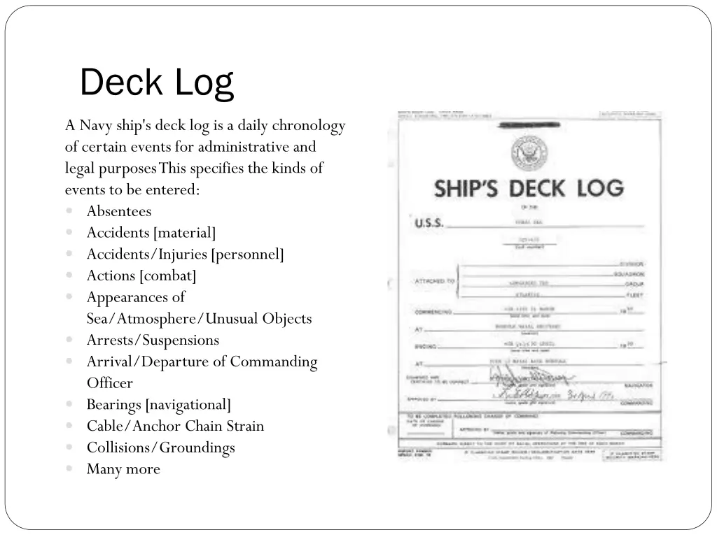 deck log