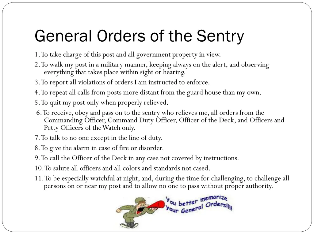 general orders of the sentry