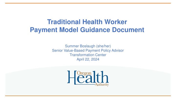 traditional health worker payment model guidance