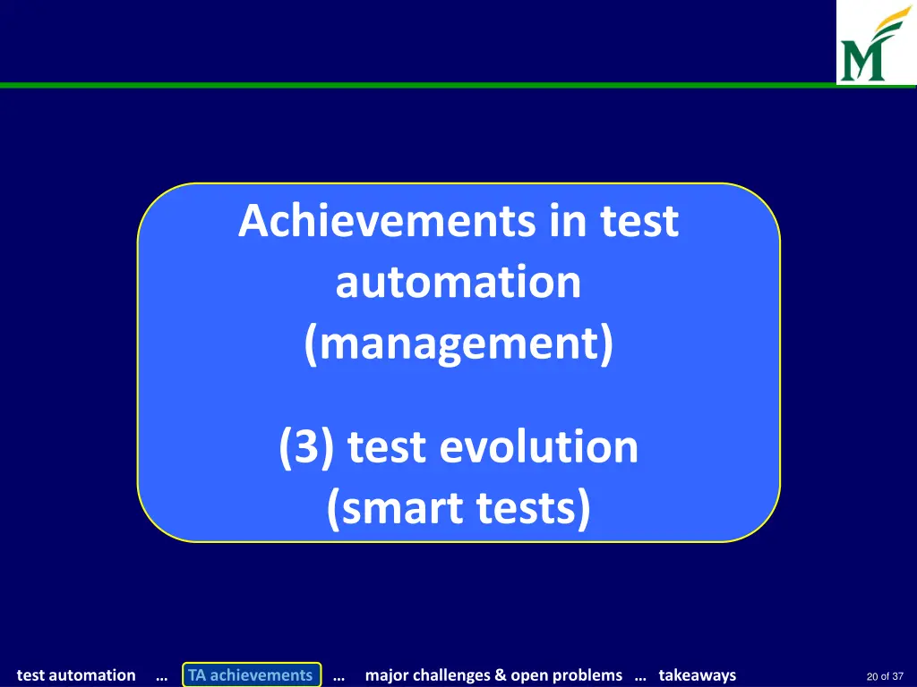 achievements in test automation management