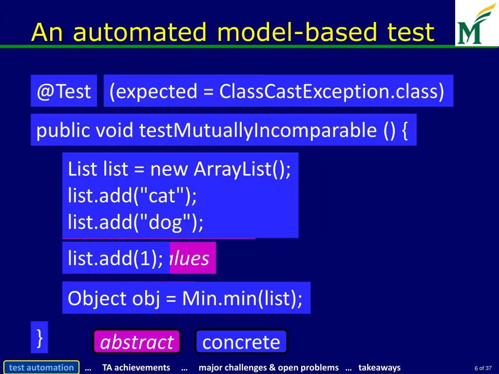 an automated model based test