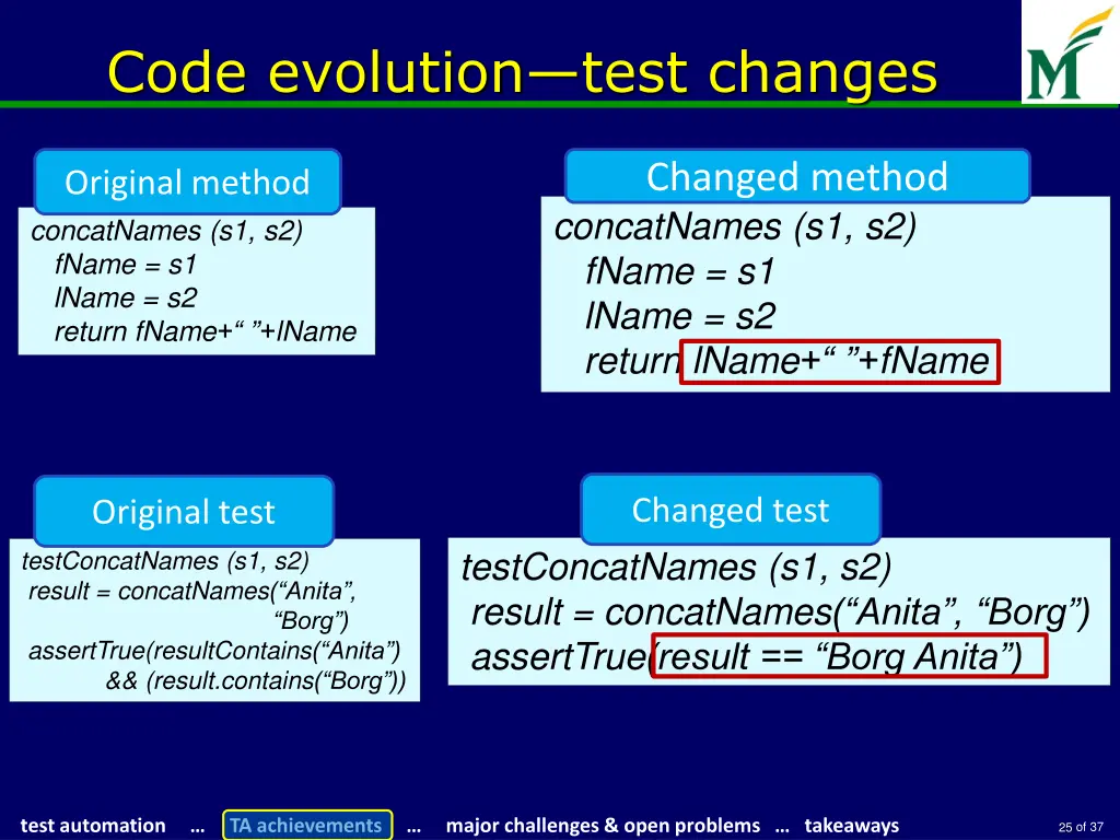 code evolution test changes