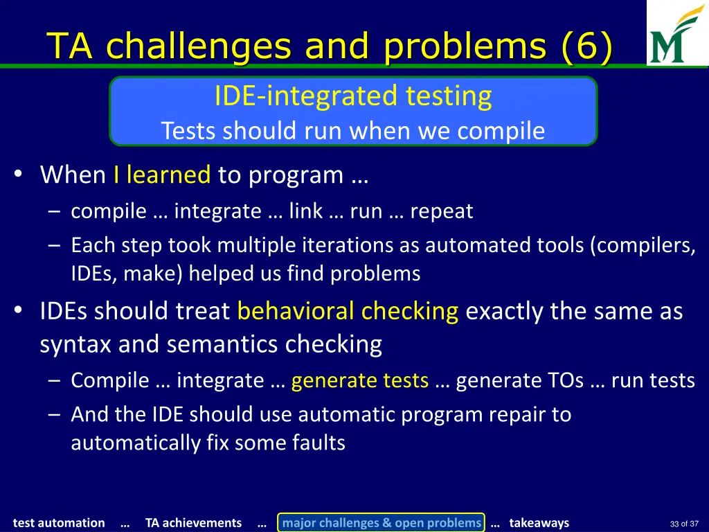 ta challenges and problems 6 ide integrated