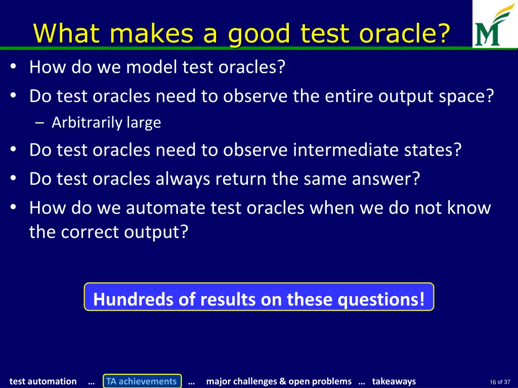 what makes a good test oracle how do we model