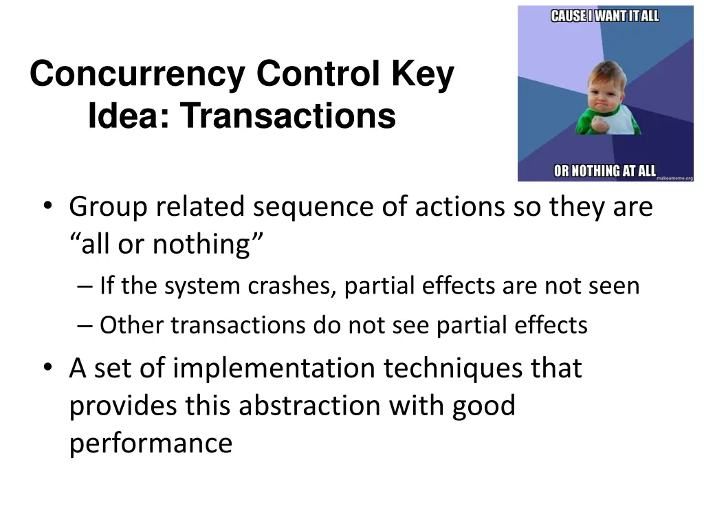 concurrency control key idea transactions