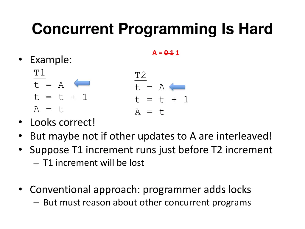 concurrent programming is hard