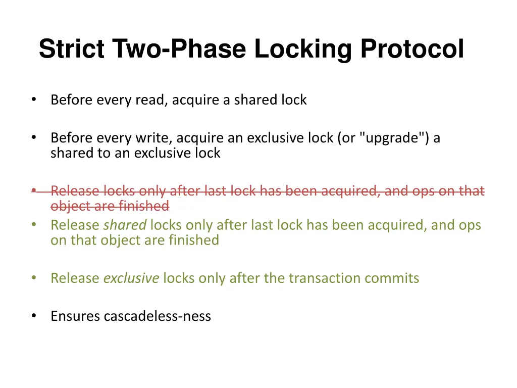 strict two phase locking protocol