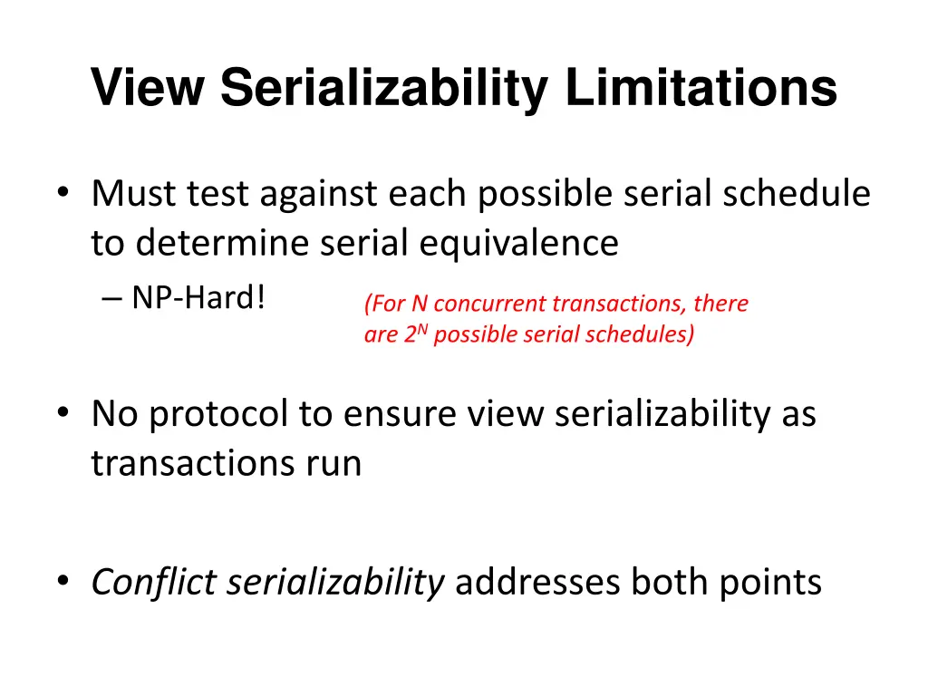 view serializability limitations