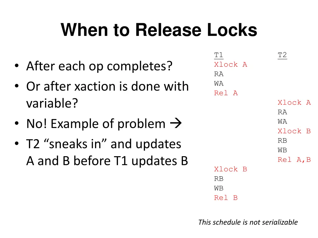 when to release locks