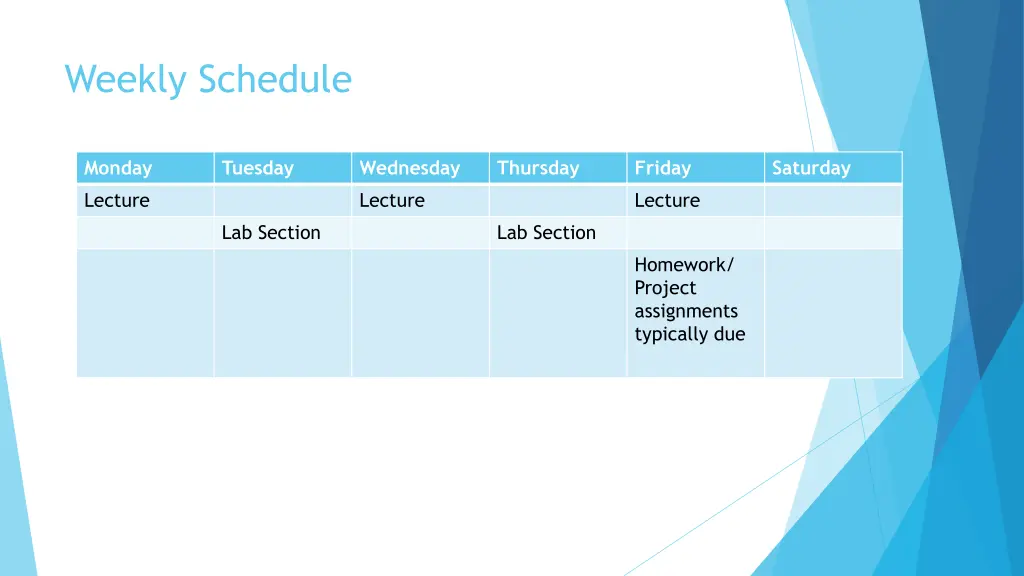 weekly schedule