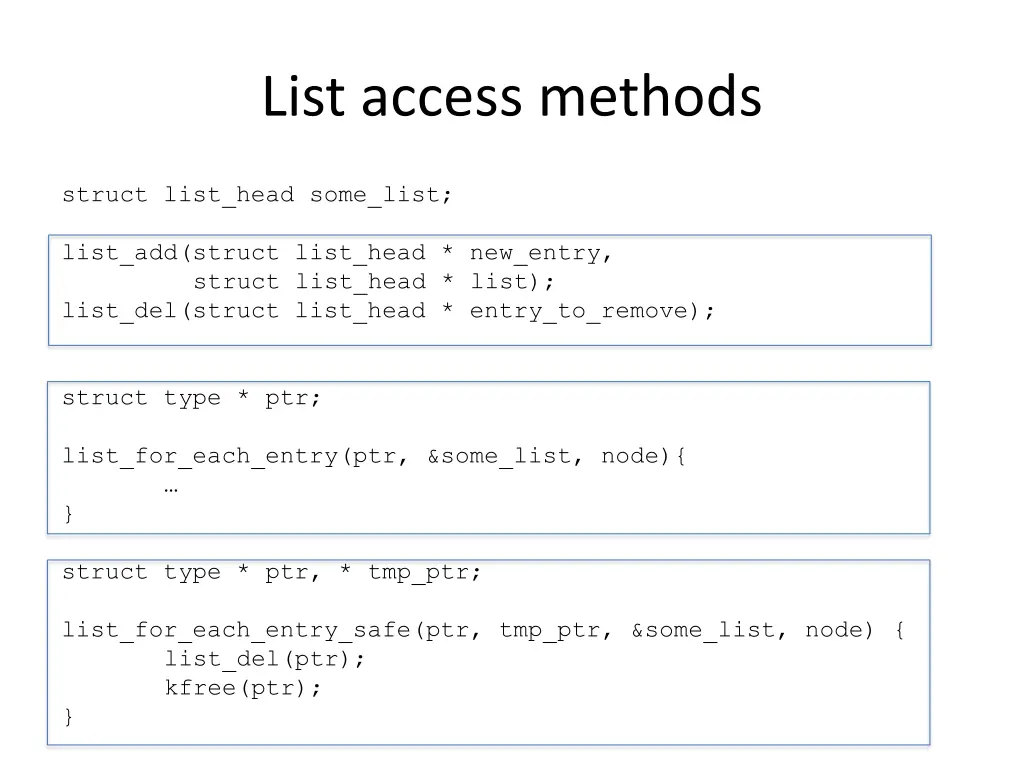 list access methods