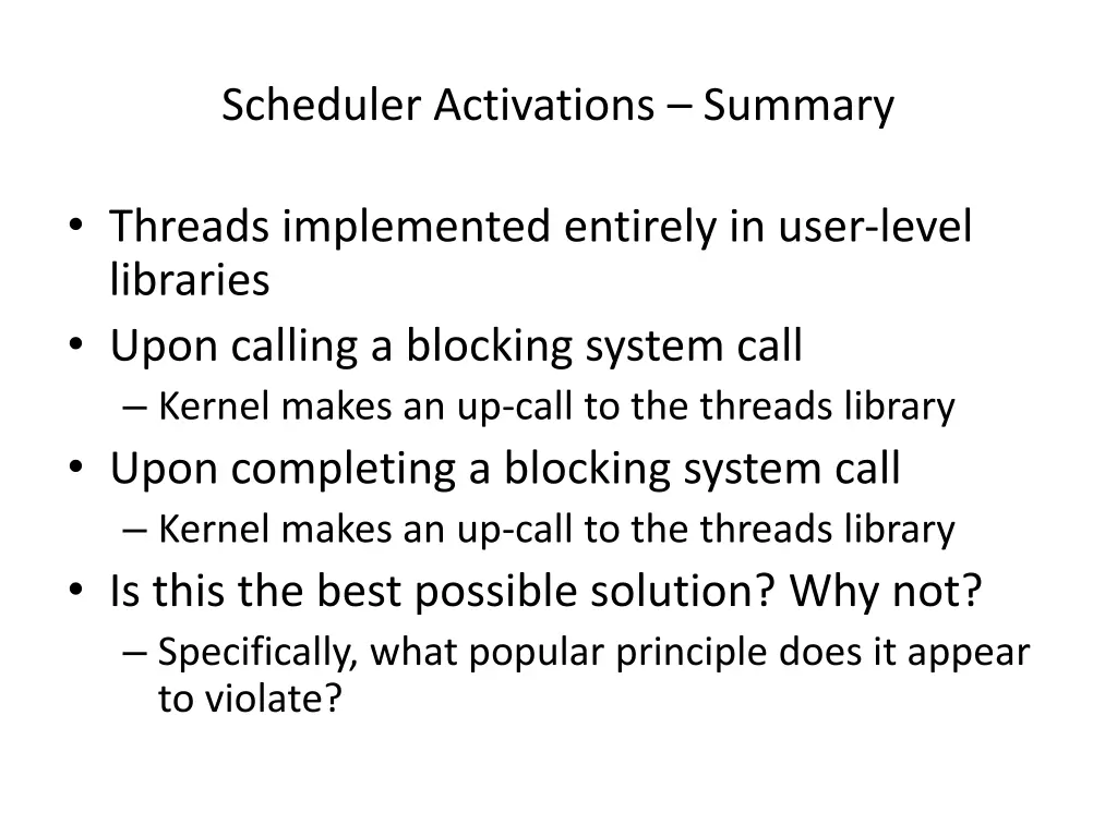 scheduler activations summary