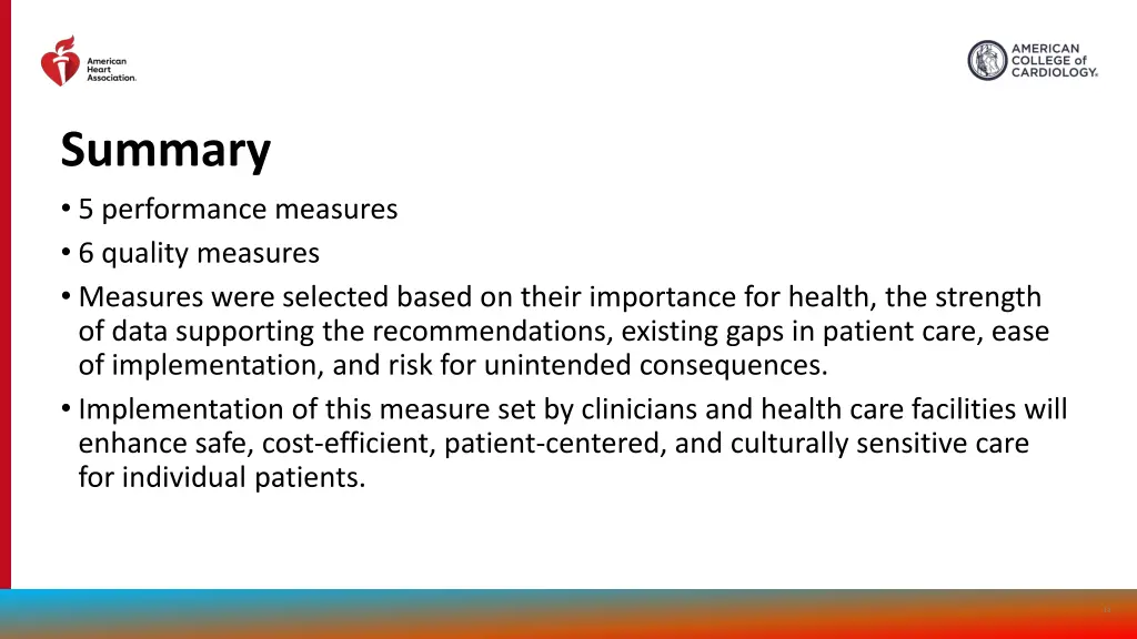 summary 5 performance measures 6 quality measures