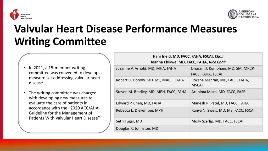 valvular heart disease performance measures