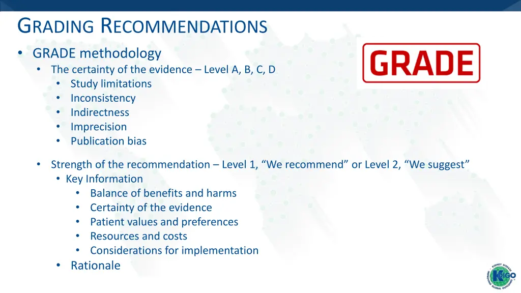 g rading r ecommendations grade methodology