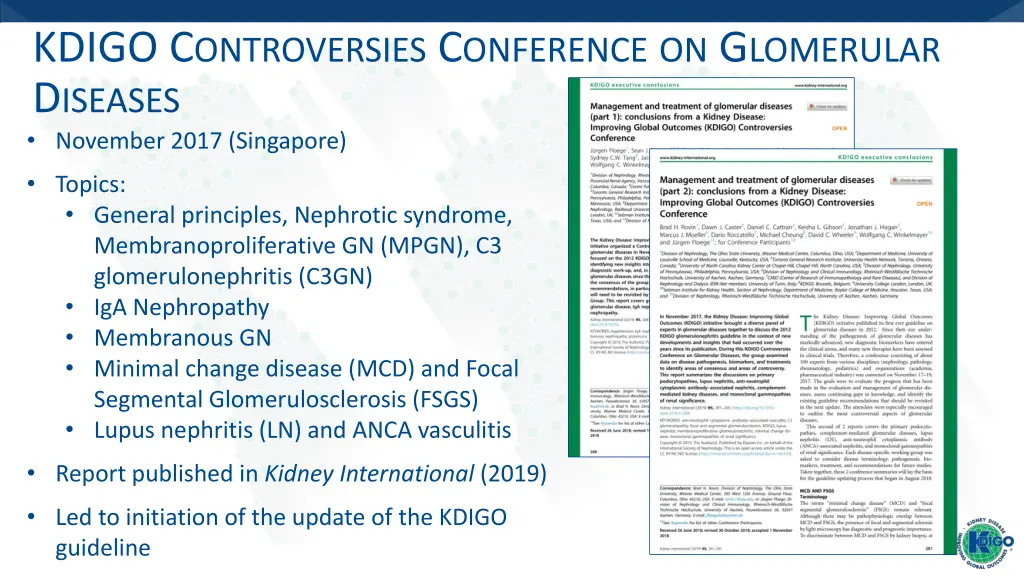 kdigo c ontroversies c onference on g lomerular