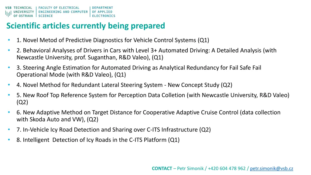 scientific articles currently being prepared