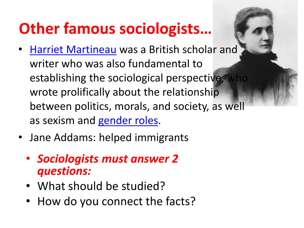 other famous sociologists harriet martineau